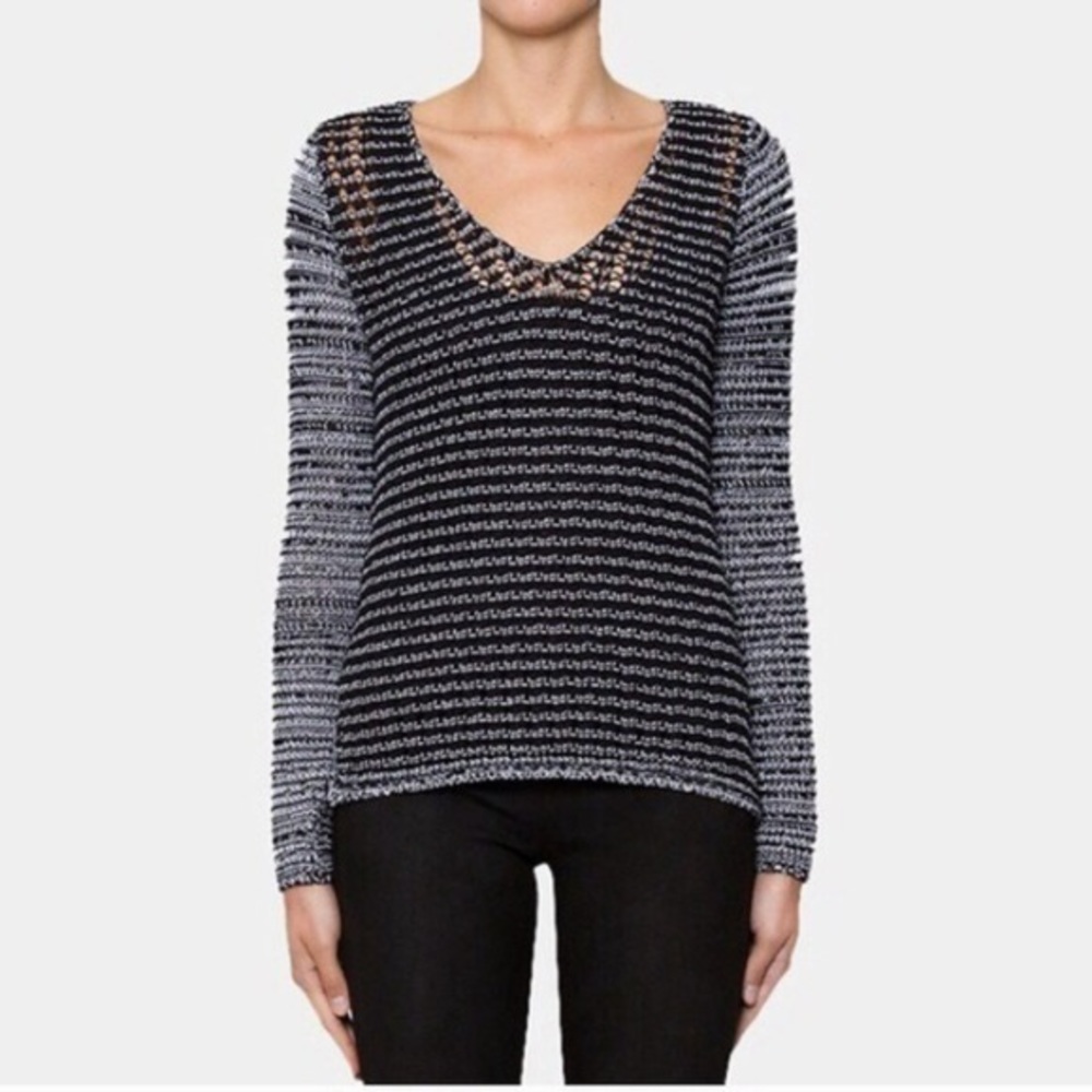 Helmut Lang Knit Black and White Sweater S NEW